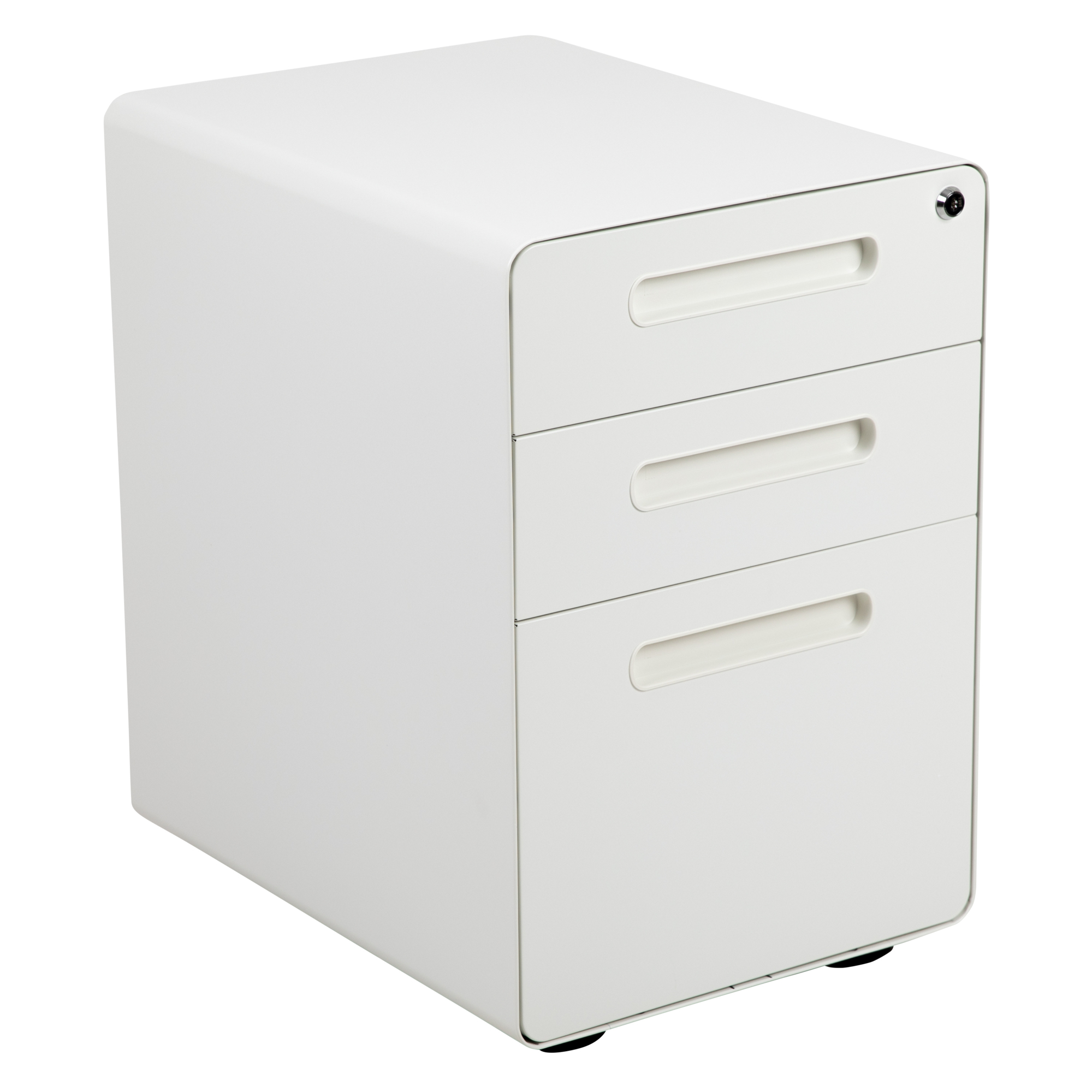 Flash Furniture, 3-Drawer Mobile Locking Filing Cabinet-White, Width 16 in, Depth 21 in, Height 24 in, Model# HZ-AP53501W